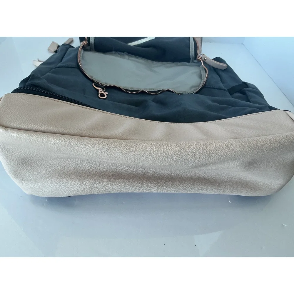 Petunia Pickle Bottom‎ Diaper Bag Blue Cream Vegan Leather Travel Tote